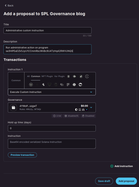 custom transaction proposal